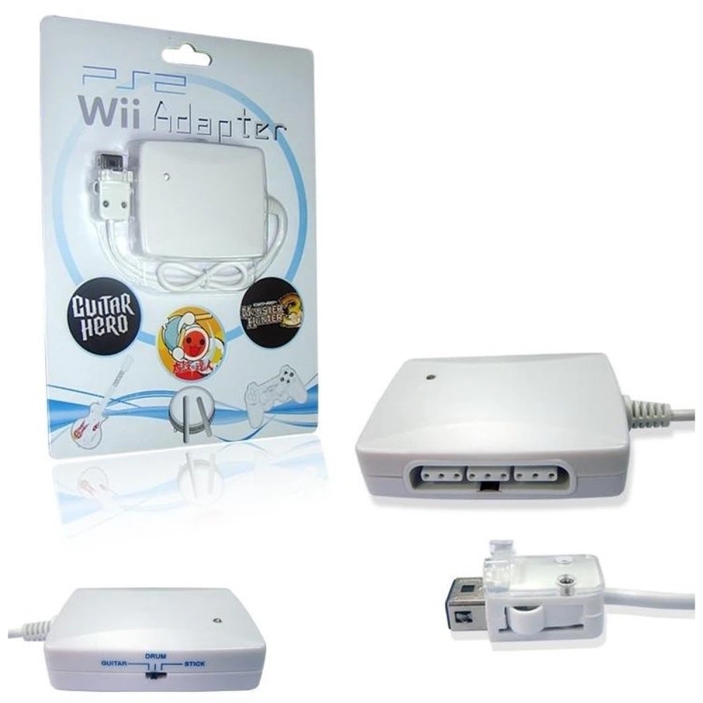 Adaptér 3 v 1 PS2 ovladačů pro Wii - připojení ovladačů, kytar a bubnů PS2