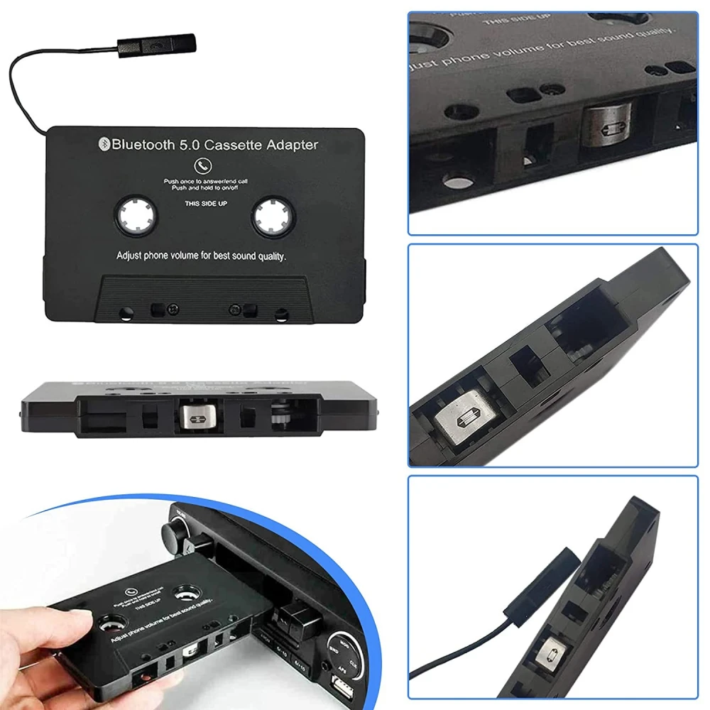 Adaptador de casete bluetooth para coche con controles visibles