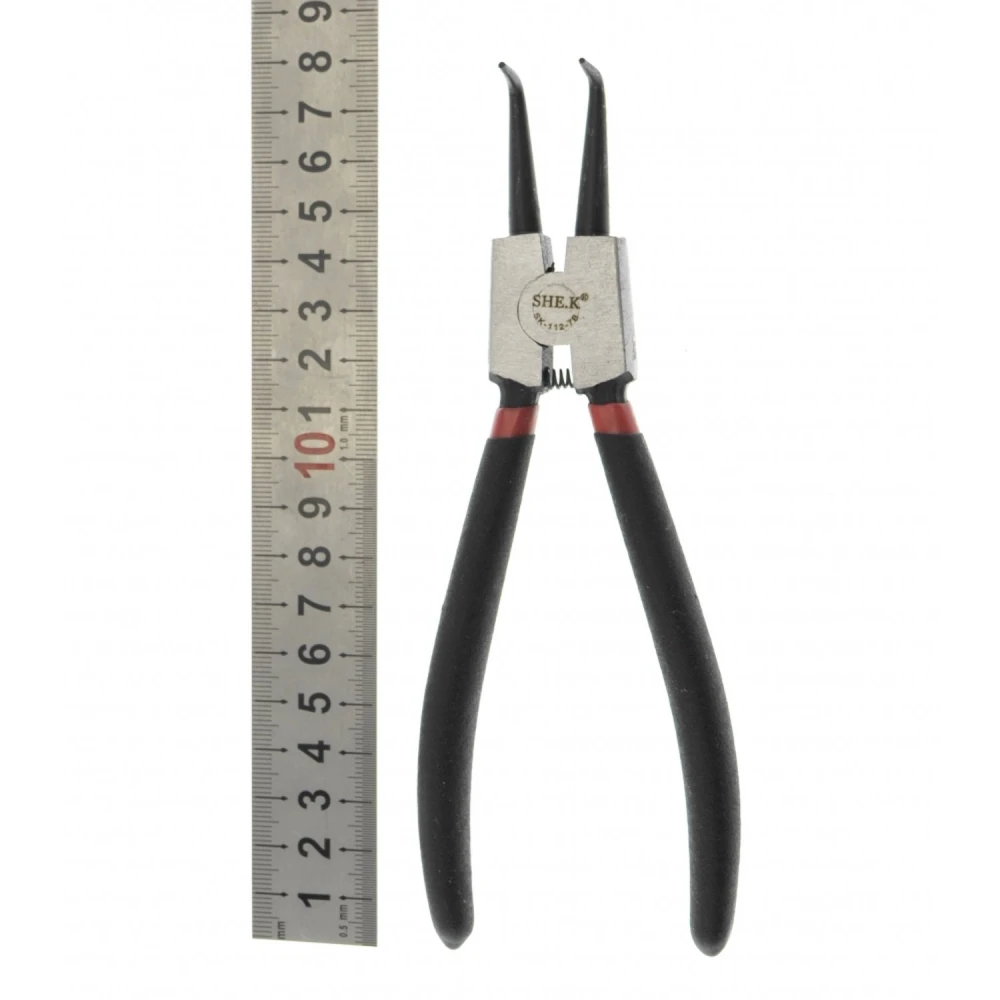 Zakřivené kleště na pojistné kroužky 180mm SK-112-7b od SHEK pro podložky a pojistné kroužky