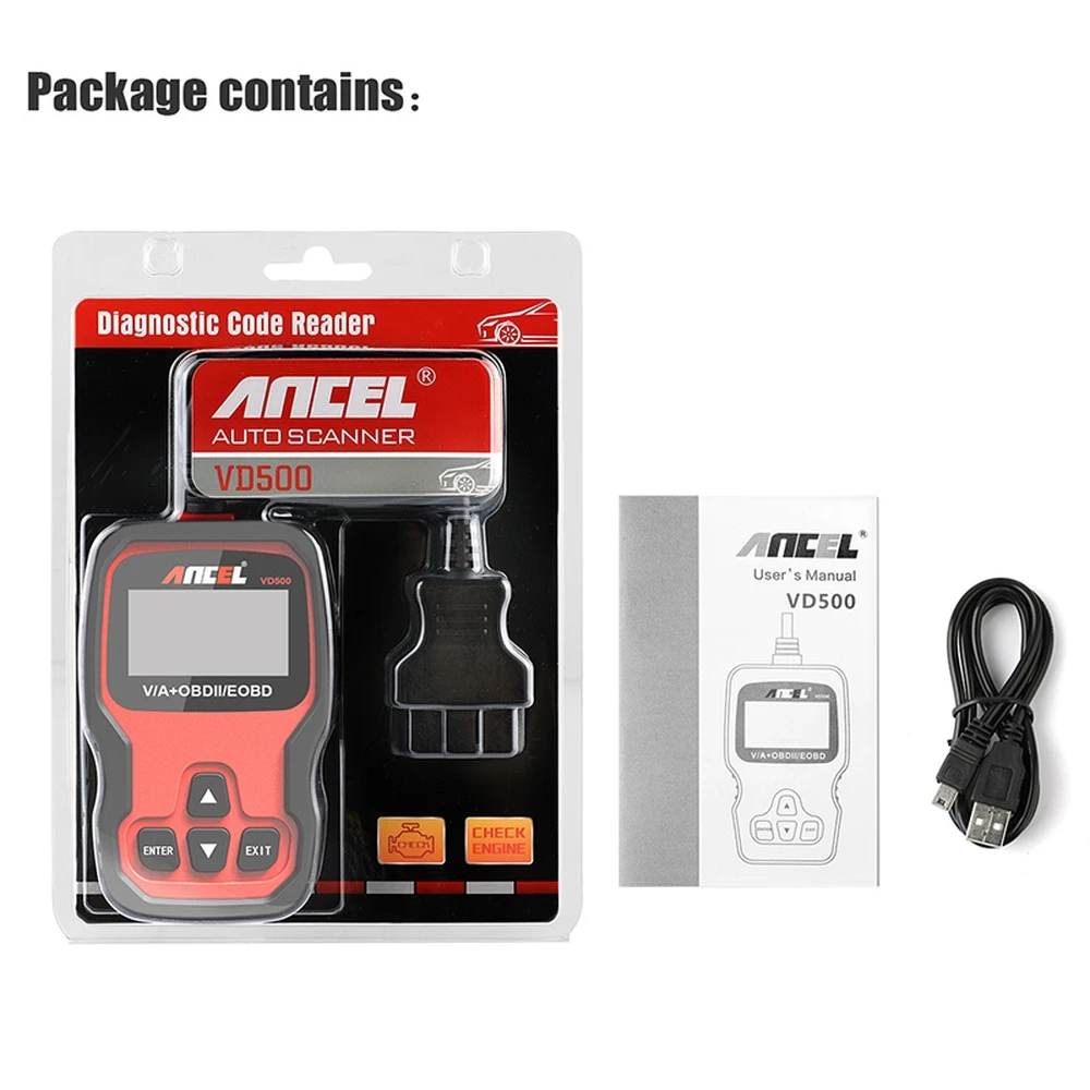 Ancel VD500 OBD2 pro VW, Audi, Seat a Skoda - čtečka chybových kódů