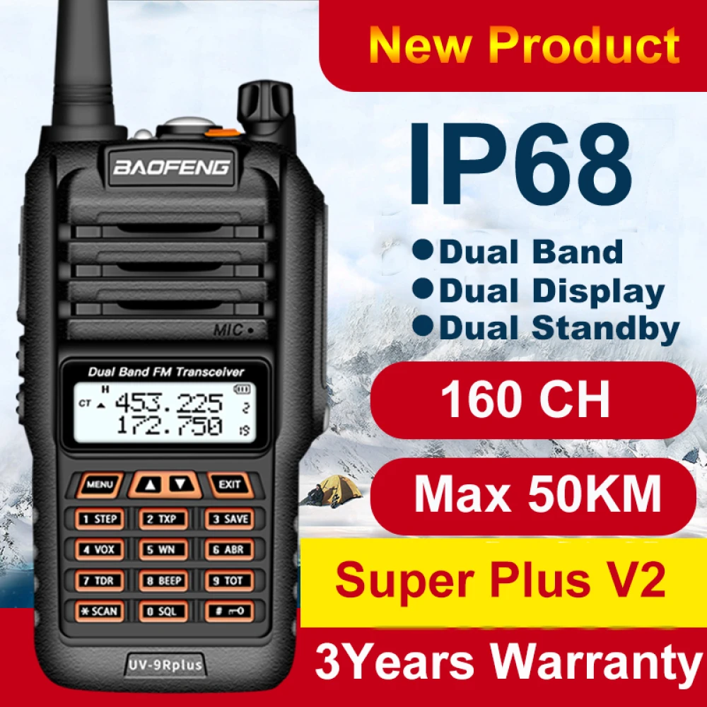 Baofeng UV9R Plus vysílačka s dlouhým dosahem a 160 kanály VHF/UHF