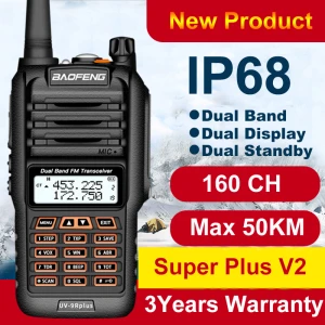 Baofeng UV9R Plus vysílačka s dlouhým dosahem a 160 kanály VHF/UHF