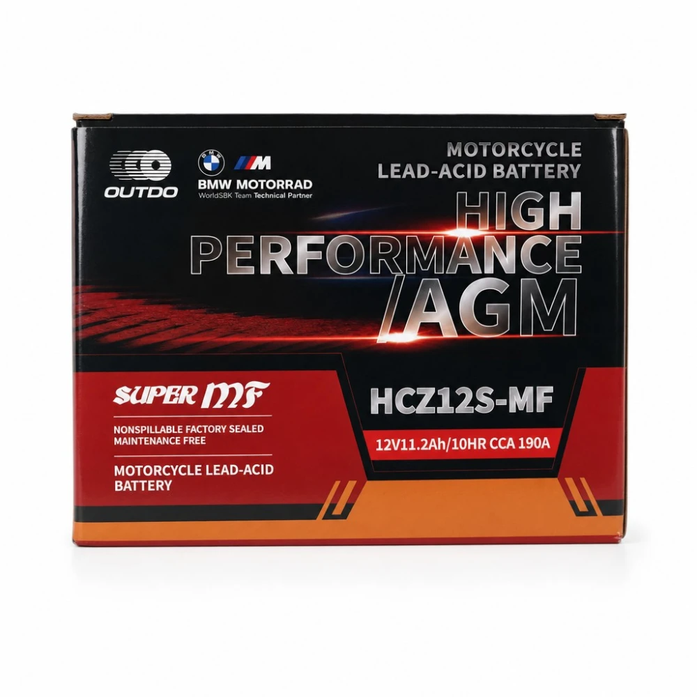 Motobaterie AGM 12V 11.2Ah OUTDO HCZ12S-MF - Kompatibilní Yuasa YTZ12S(-BS) / GTZ12S / ETZ12S