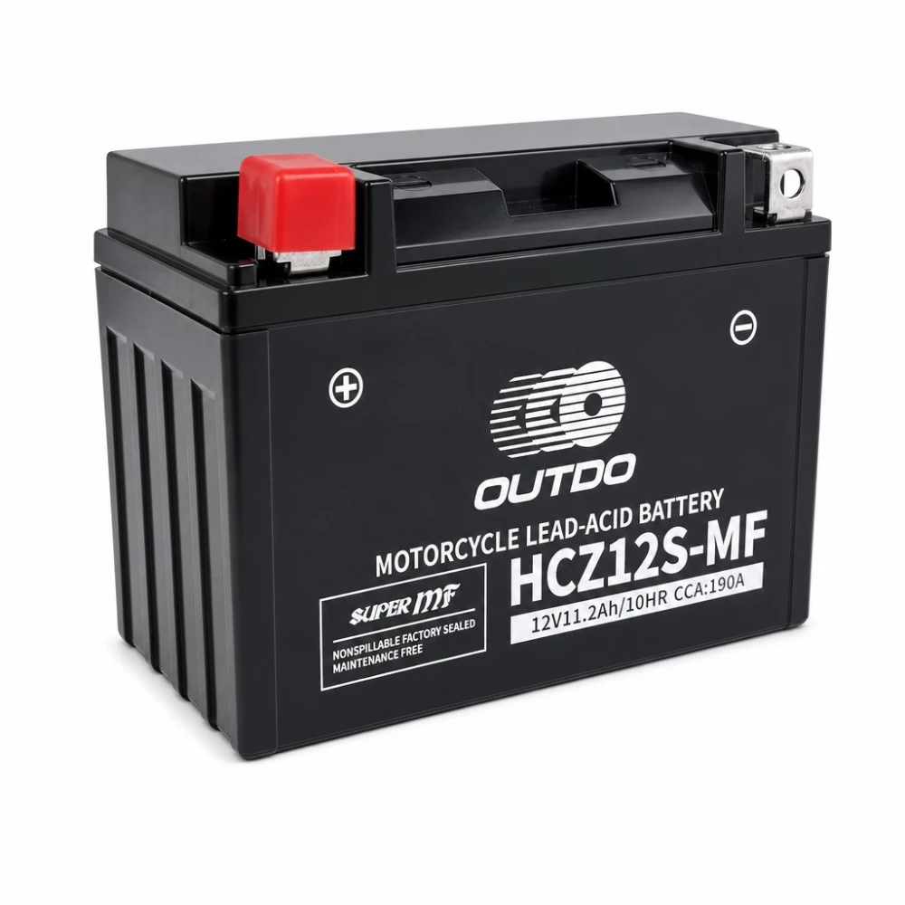 Motobaterie AGM 12V 11.2Ah OUTDO HCZ12S-MF - Kompatibilní Yuasa YTZ12S(-BS) / GTZ12S / ETZ12S