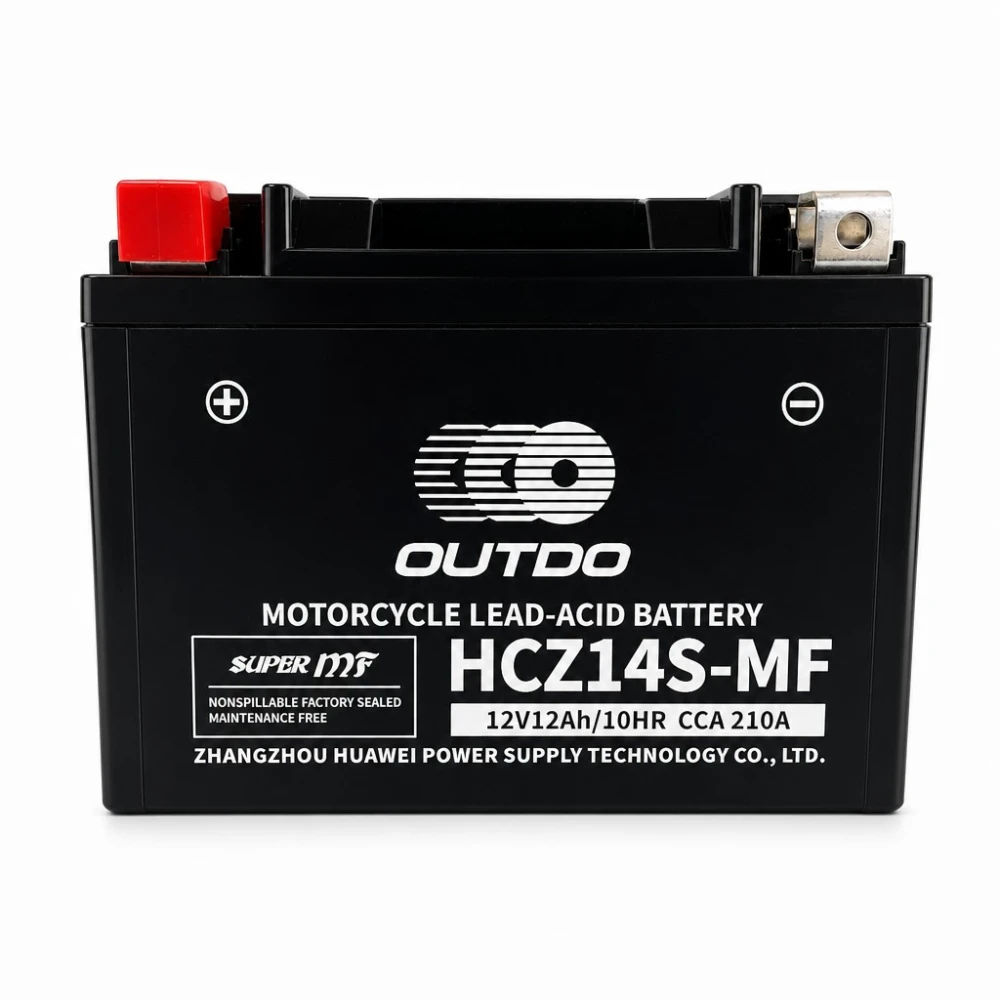 Motobaterie AGM 12V 12Ah OUTDO HCZ14S-MF - Kompatibilní Yuasa YTZ14S(-BS) / GTZ14S / ETZ14S