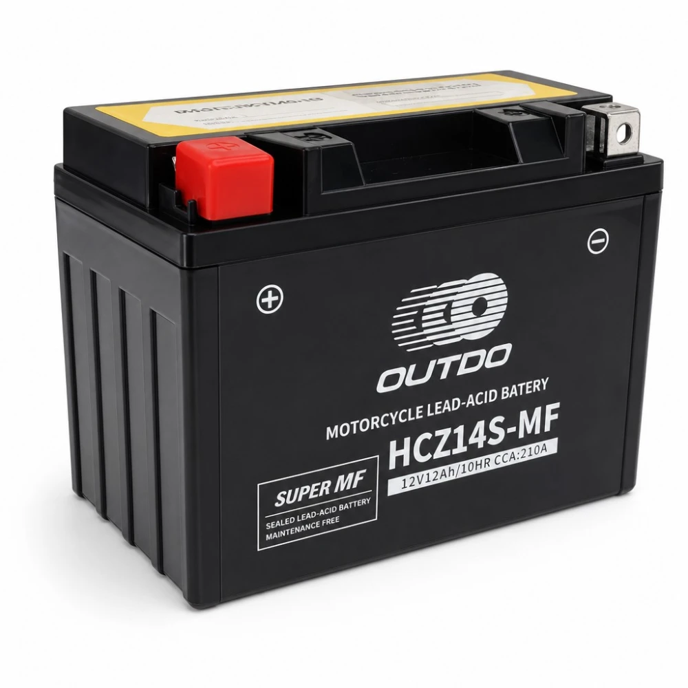 Motobaterie AGM 12V 12Ah OUTDO HCZ14S-MF - Kompatibilní Yuasa YTZ14S(-BS) / GTZ14S / ETZ14S