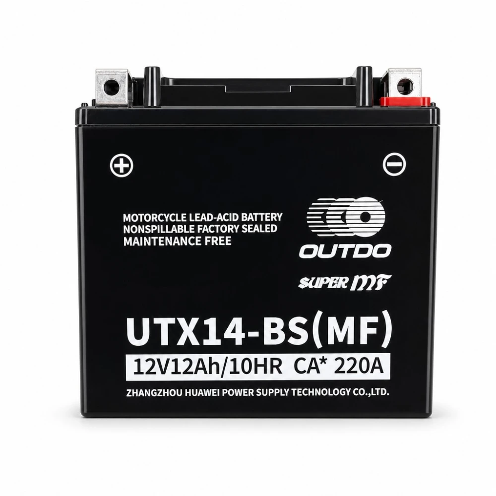 Motobaterie AGM 12V 12Ah OUTDO UTX14-BS(MF) - Kompatibilní Yuasa YTX14-BS / GTX14-BS / ETX14-BS