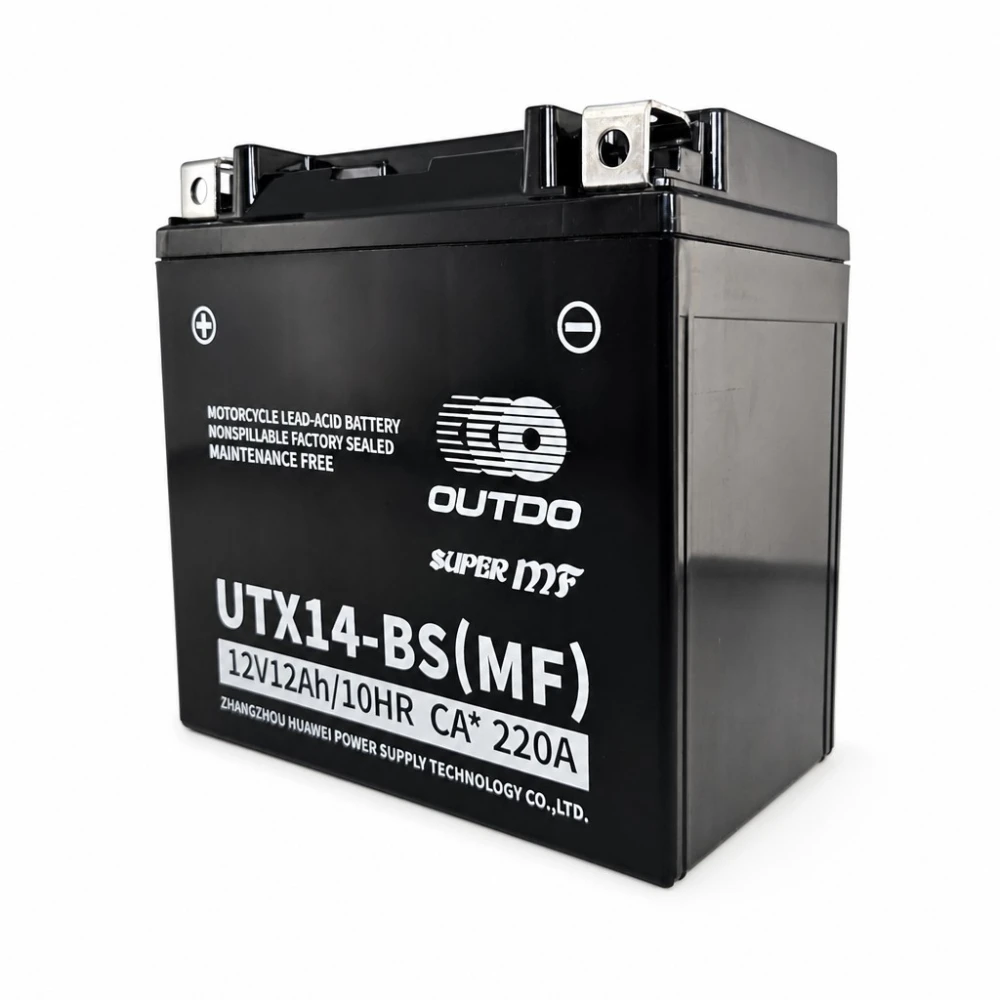 Motobaterie AGM 12V 12Ah OUTDO UTX14-BS(MF) - Kompatibilní Yuasa YTX14-BS / GTX14-BS / ETX14-BS