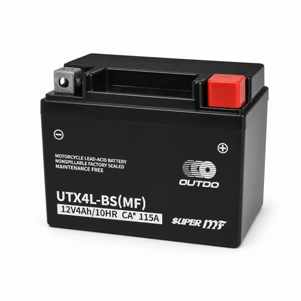 Motocyklová baterie AGM 12V 4Ah OUTDO UTX4L-BS(MF) - Kompatibilní Yuasa YTX4L-BS / GTX4L-BS / ETX4L-BS