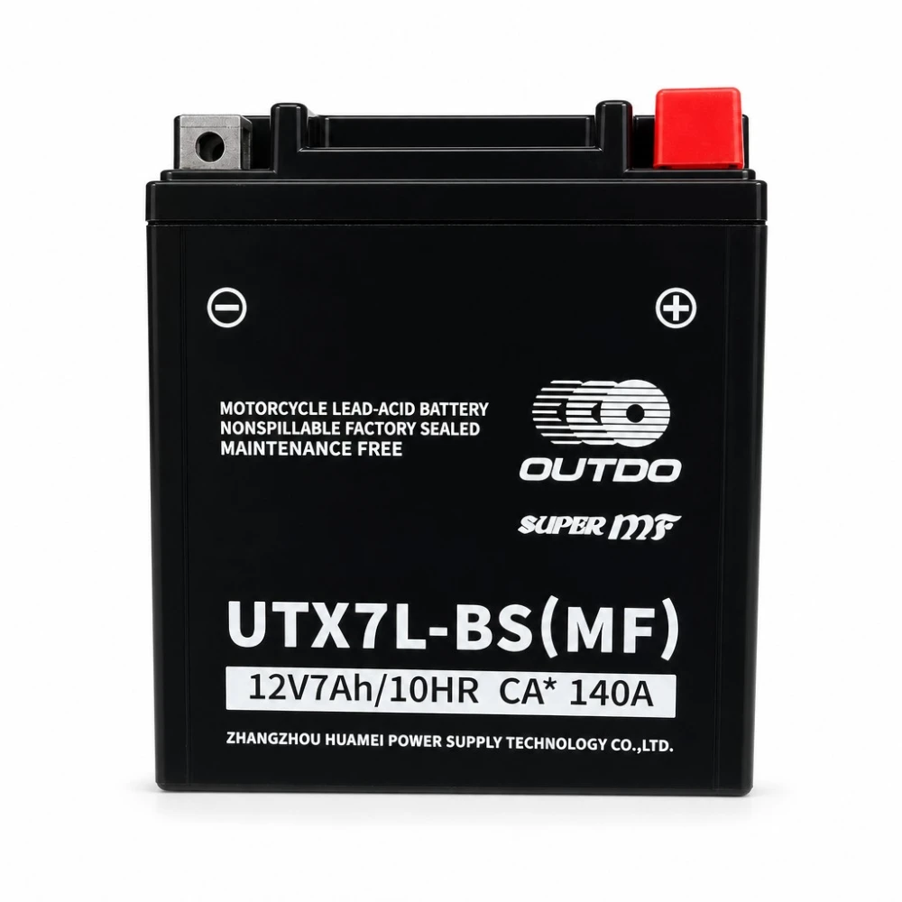 Motobaterie AGM 12V 7Ah OUTDO UTX7L-BS(MF) - Kompatibilní Yuasa YTX7L-BS / GTX7L-BS / ETX7L-BS