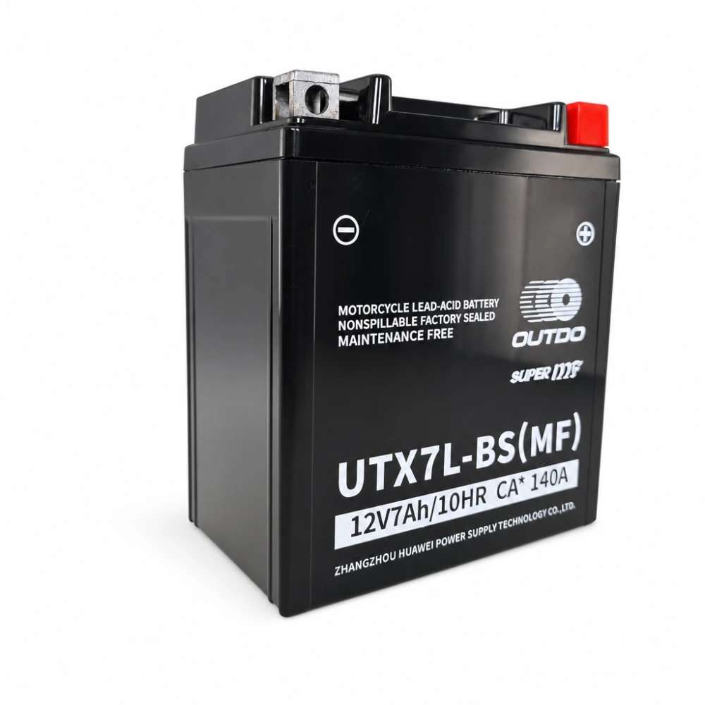 Motobaterie AGM 12V 7Ah OUTDO UTX7L-BS(MF) - Kompatibilní Yuasa YTX7L-BS / GTX7L-BS / ETX7L-BS