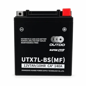 OUTDO Motobaterie AGM 12V 7Ah OUTDO UTX7L-BS(MF) - Kompatibilní Yuasa YTX7L-BS / GTX7L-BS / ETX7L-BS