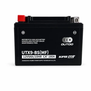OUTDO Motobaterie AGM 12V 9Ah OUTDO UTX9-BS(MF) - Kompatibilní Yuasa YTX9-BS / GTX9-BS / ETX9-BS