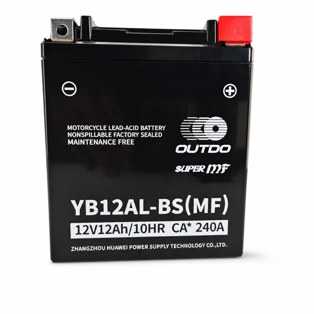 Motobaterie AGM 12V 12Ah OUTDO YB12AL-BS(MF) - Kompatibilní Yuasa YB12AL-A2 / GS YB12AL-A2 / 12N12-4A-1 (zaplavená obdoba)