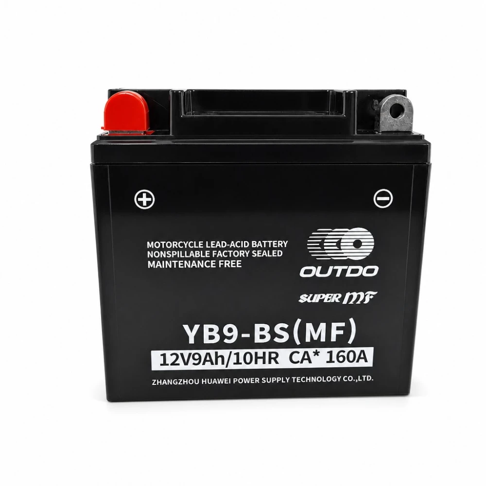 Motobaterie AGM 12V 9Ah OUTDO YB9-BS(MF) - Kompatibilní Yuasa YB9-B / GS GM9Z-3B-1 / GS YB9-B / 12N9-4B-1 (flooded)
