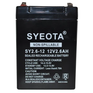 Dobíjecí olověná baterie 12V 2.6Ah SY2.6-12 pro alarmy, váhy a hračky