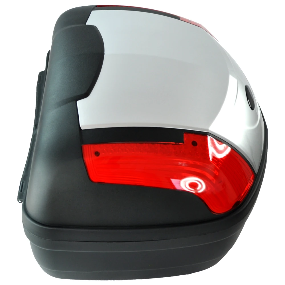 Univerzální moto kufr 46 litrů stříbrný - XXL na 2 helmy se zámkem
