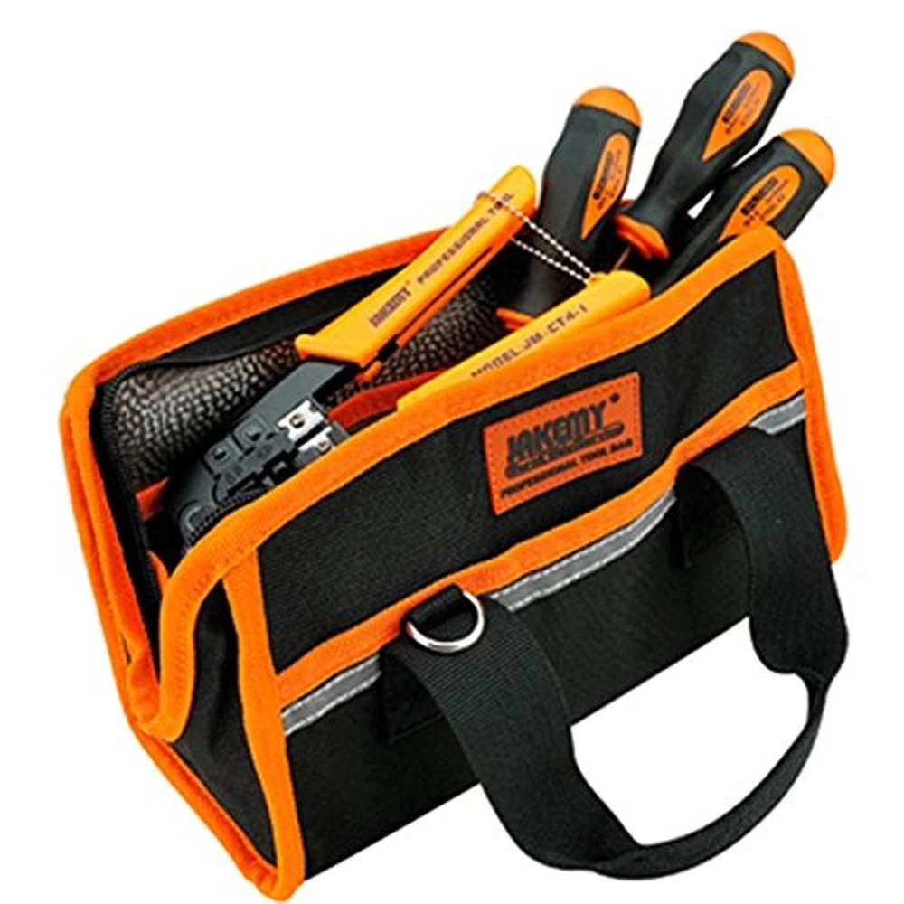 Bolsa herramientas electricista pequeña JM-B03 con cremallera resistente y tira reflectante