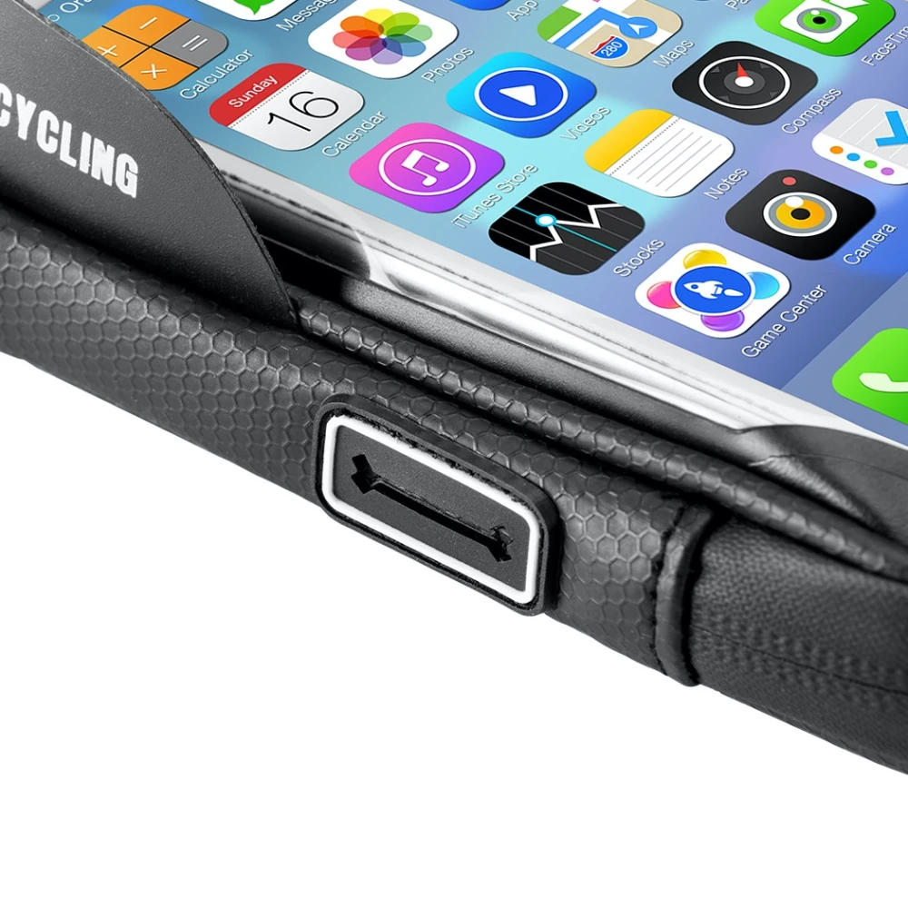 Bolsa soporte móvil ciclismo con toma de auriculares integrada