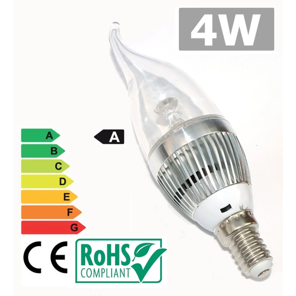 LED žárovka E14 4W 6500K s jasným světlem
