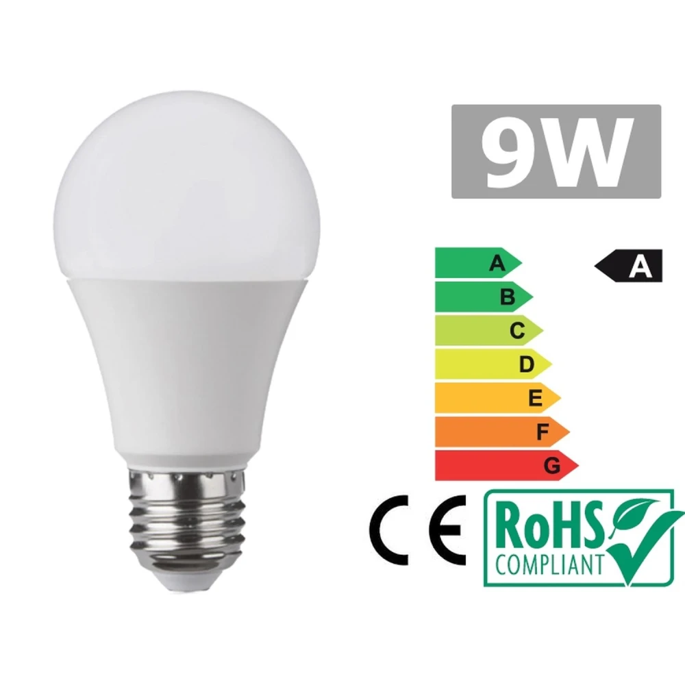 Vysoce účinná LED žárovka E27 9W 6500K YourLed