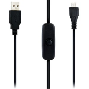 USB A na Micro USB kabel s vypínačem pro Raspberry Pi 1m černý