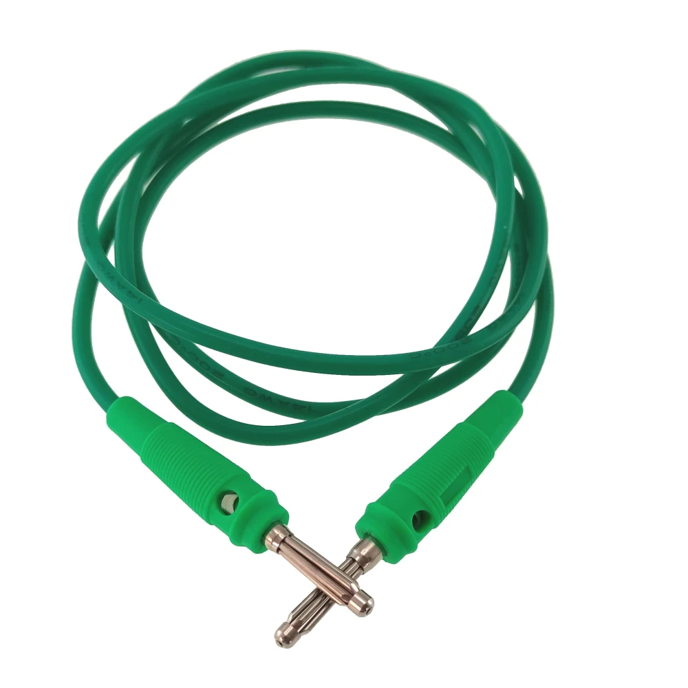 Flexibilní silikonový zkušební kabel banánek samec-samec 4mm 1m zelený 14AWG