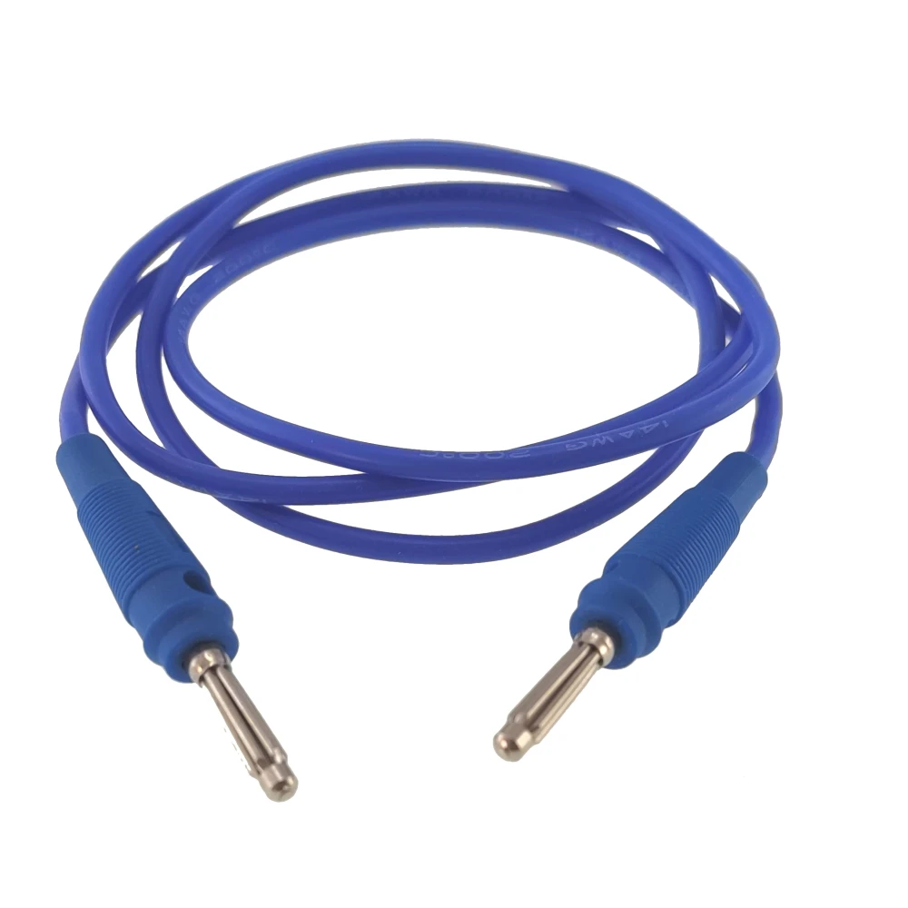 Banánkový měřicí kabel samec-samec 4mm modrý 14AWG Amass