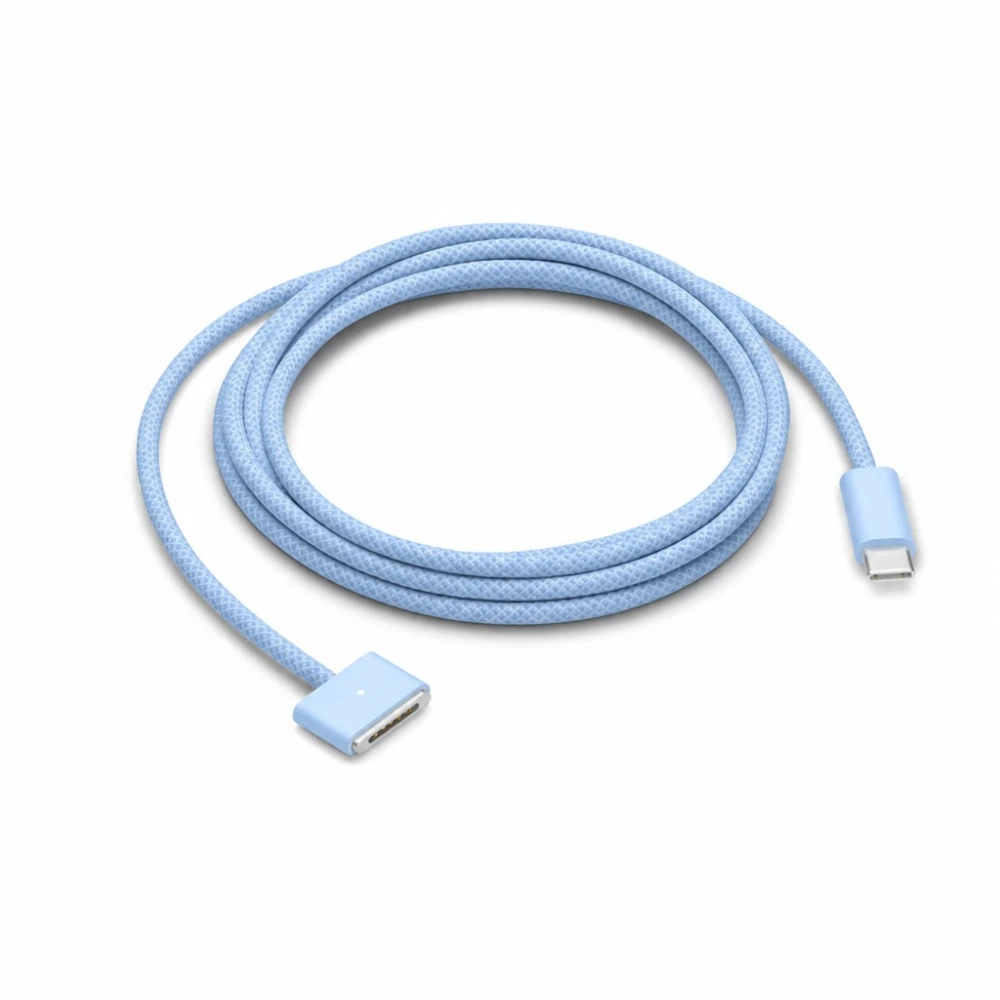 Kabel USB-C na MagSafe 3 140W pro MacBook Pro a Air – 2 m opletený, Nebesky modrá