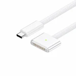 Kabel USB-C na MagSafe 3 140W pro MacBook Pro a Air – 2 m opletený, Bílá
