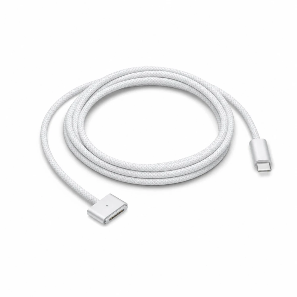 Kabel USB-C na MagSafe 3 140W pro MacBook Pro a Air – 2 m opletený, Bílá