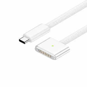 Kabel USB-C na MagSafe 3 140W pro MacBook Pro a Air – 2 m opletený, Bílá
