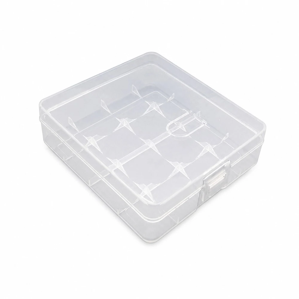 Krabička Držák Baterií 4× 18650 Průhledný Plast Skladování Ochrana