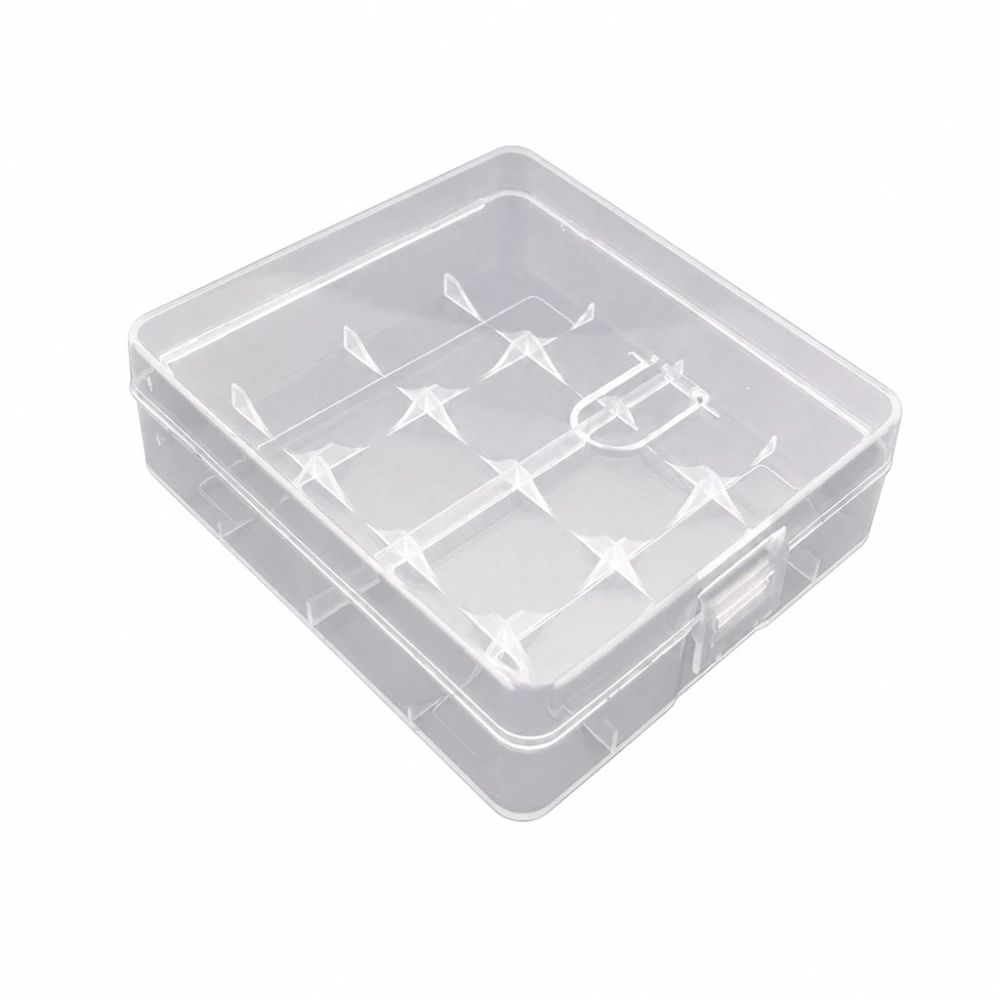 Krabička Držák Baterií 4× 18650 Průhledný Plast Skladování Ochrana