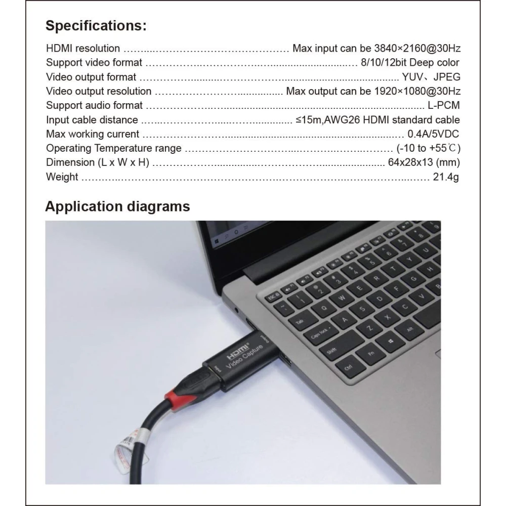 HDMI USB 1080P video capture card for streaming, gaming and video calls