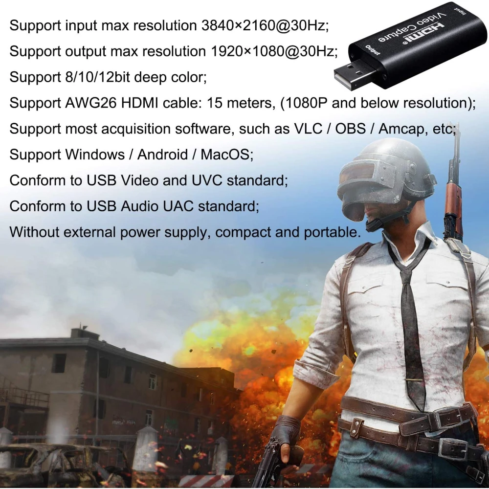 HDMI USB 1080P video capture card for streaming, gaming and video calls