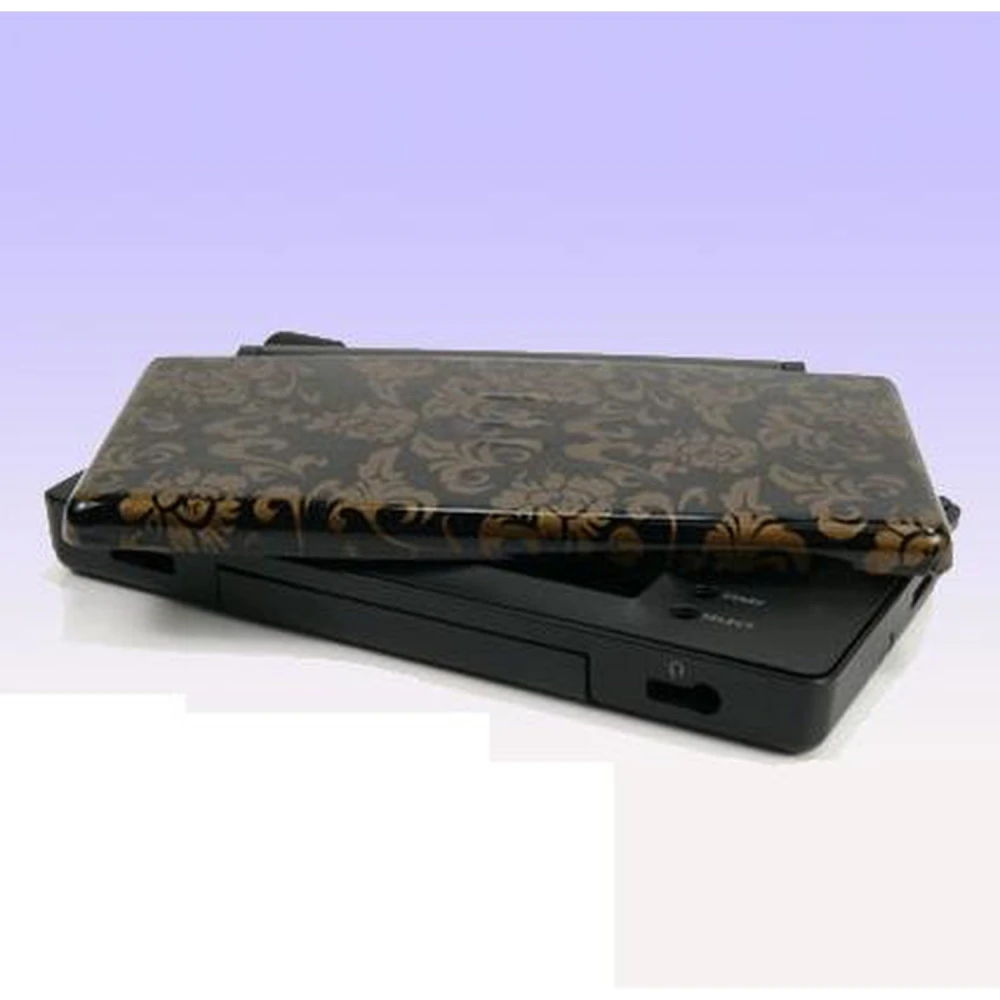 Náhradní kryt Nintendo DS Lite se zlatými květy na černém pozadí