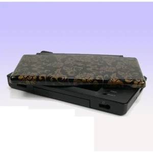 Náhradní kryt Nintendo DS Lite se zlatými květy na černém pozadí