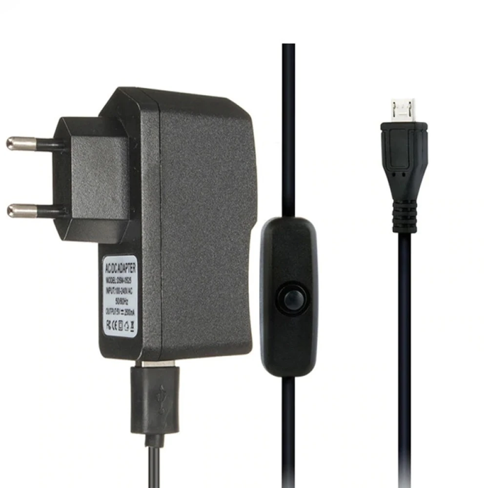 Micro USB nabíječka pro Raspberry Pi 3 s kabelem a vypínačem 5V 2.5A