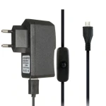 Micro USB nabíječka pro Raspberry Pi 3 s kabelem a vypínačem 5V 2.5A