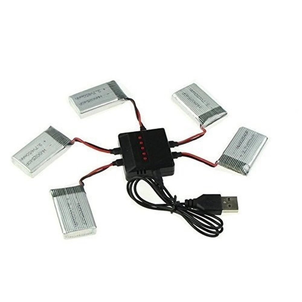 USB nabíječka pro 5 současně nabíjených baterií pro kvadrokoptéru Syma X5C a kompatibilní modely