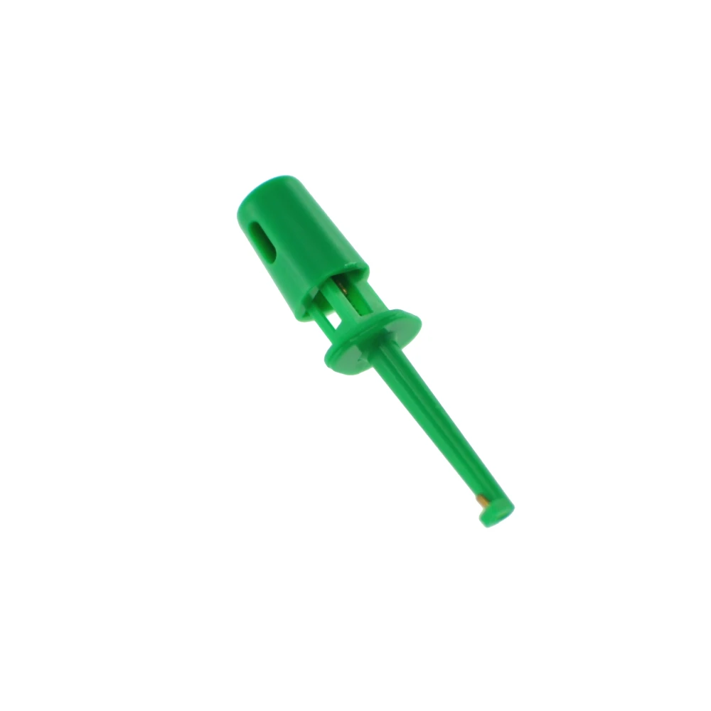 Zelený připojovací klip pro zkušební sondu s háčkem 4 cm