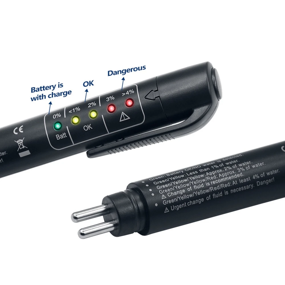 Tester brzdové kapaliny s 5 LED pro DOT3, DOT4 a DOT5