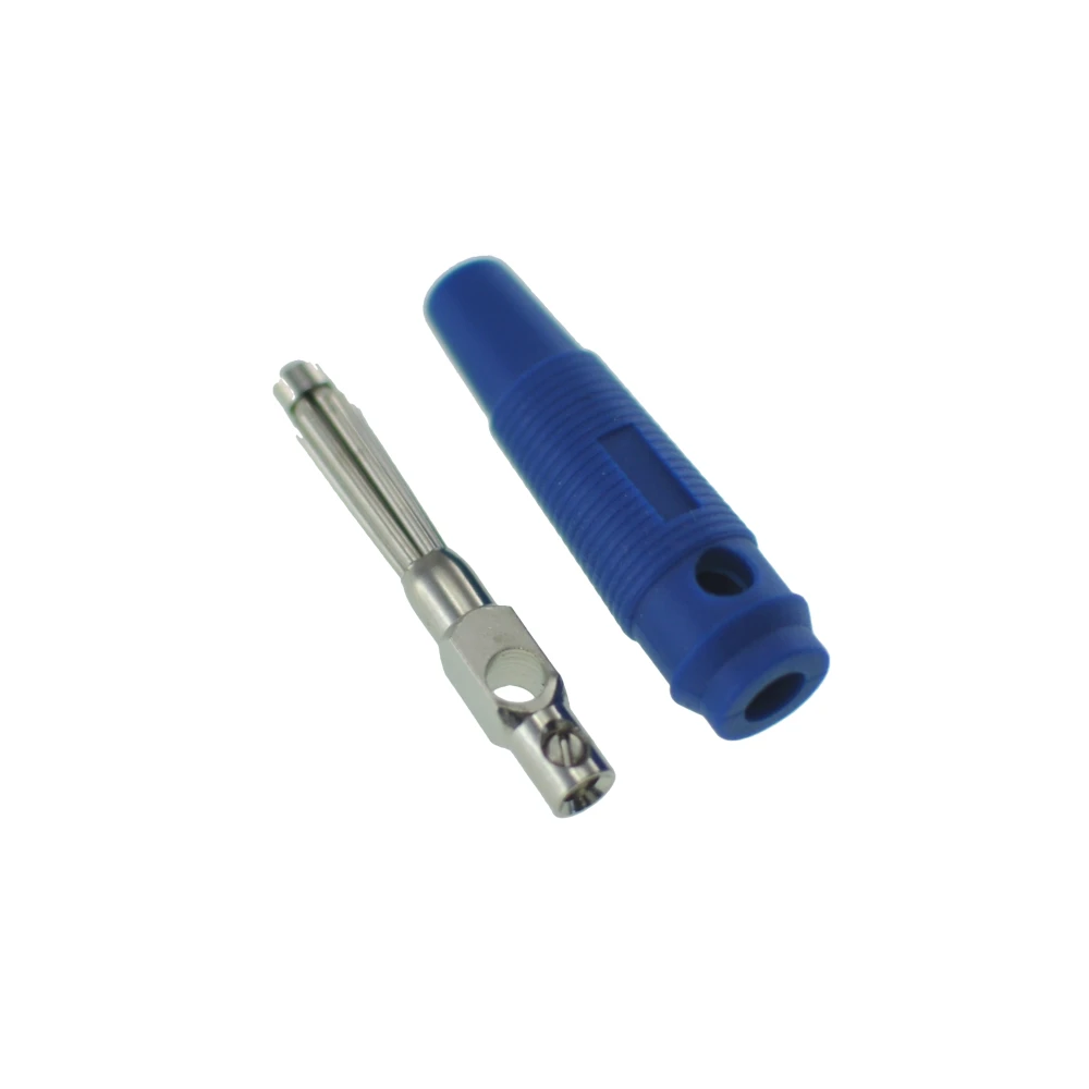 Modrý banánkový konektor 4mm BP4526 pro měřicí kabely a multimetry