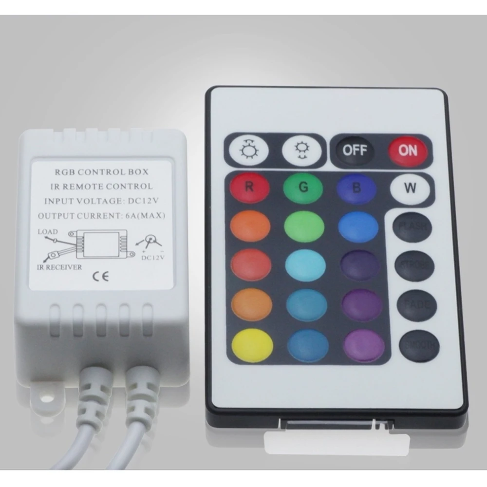 RGB LED ovladač pásku s IR dálkovým ovladačem 24 tlačítek YourLed