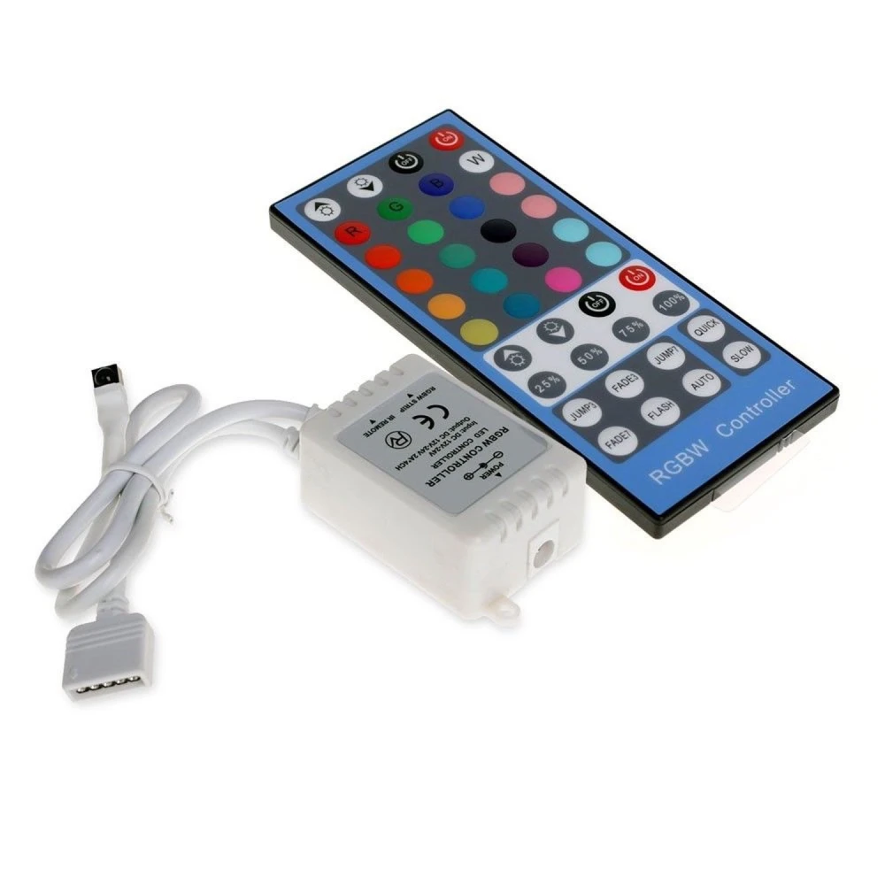 RGBW LED pásek ovladač 12V-24V s dimmerem a IR ovladačem