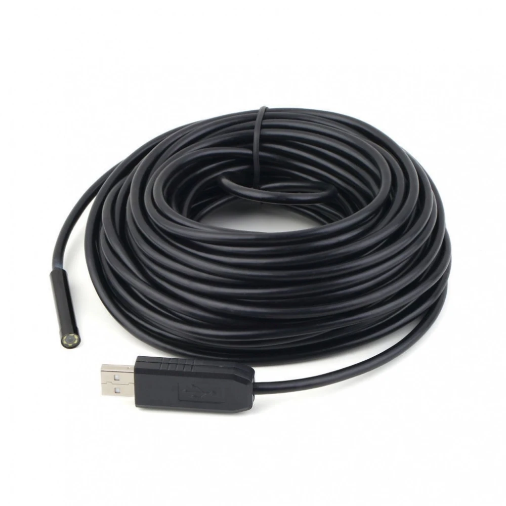USB endoskop 5 metrů vodotěsný s flexibilní 7mm čočkou a LED