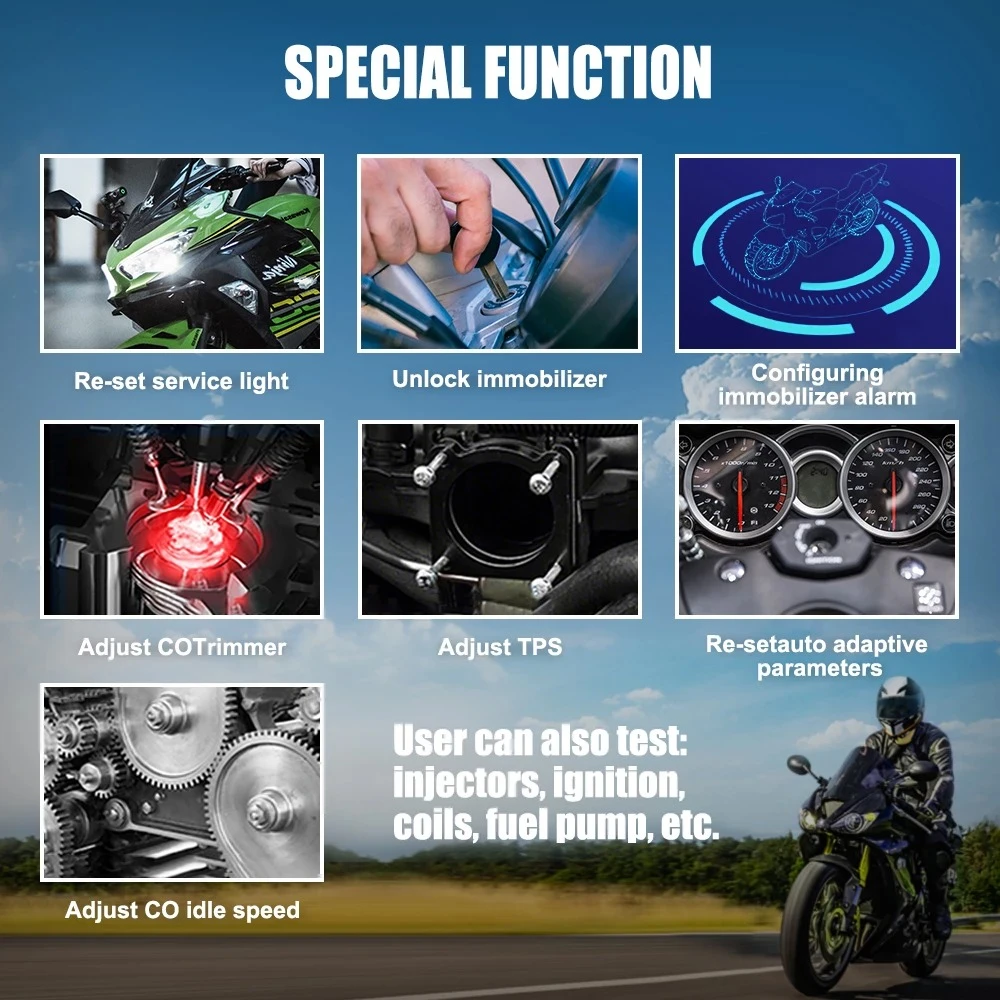 Diagnostický skener OBD pro motorky JDiag M100 Pro pro servis KTM Honda Yamaha Kawasaki BMW