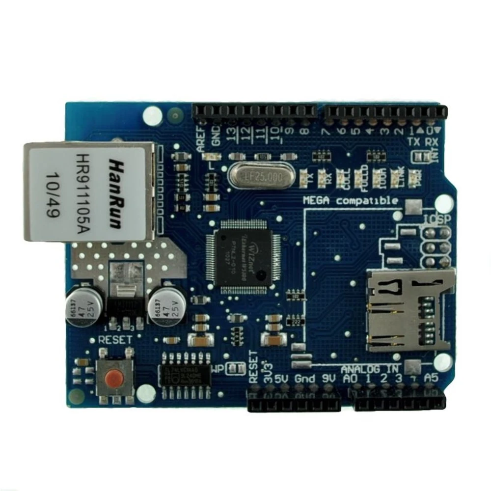 Ethernet Shield W5100 kompatibilní s Arduino pro projekty s Arduino UNO a MEGA
