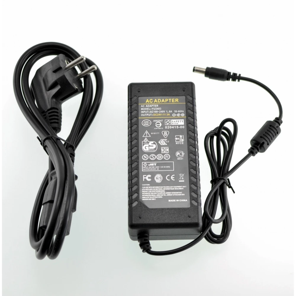 Napájecí zdroj 24V 3A konektor 5,5mm pro LED pásky a LCD monitory